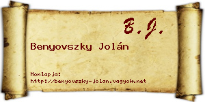 Benyovszky Jolán névjegykártya