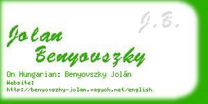 jolan benyovszky business card